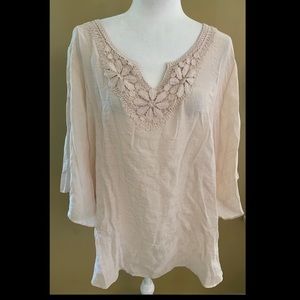 Floral Crocheted Peasant Blouse